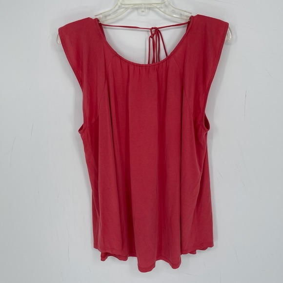 LOFT Tops - LOFT Women's Pink Ruffle Back Tassel Tie Knit Top Size Large